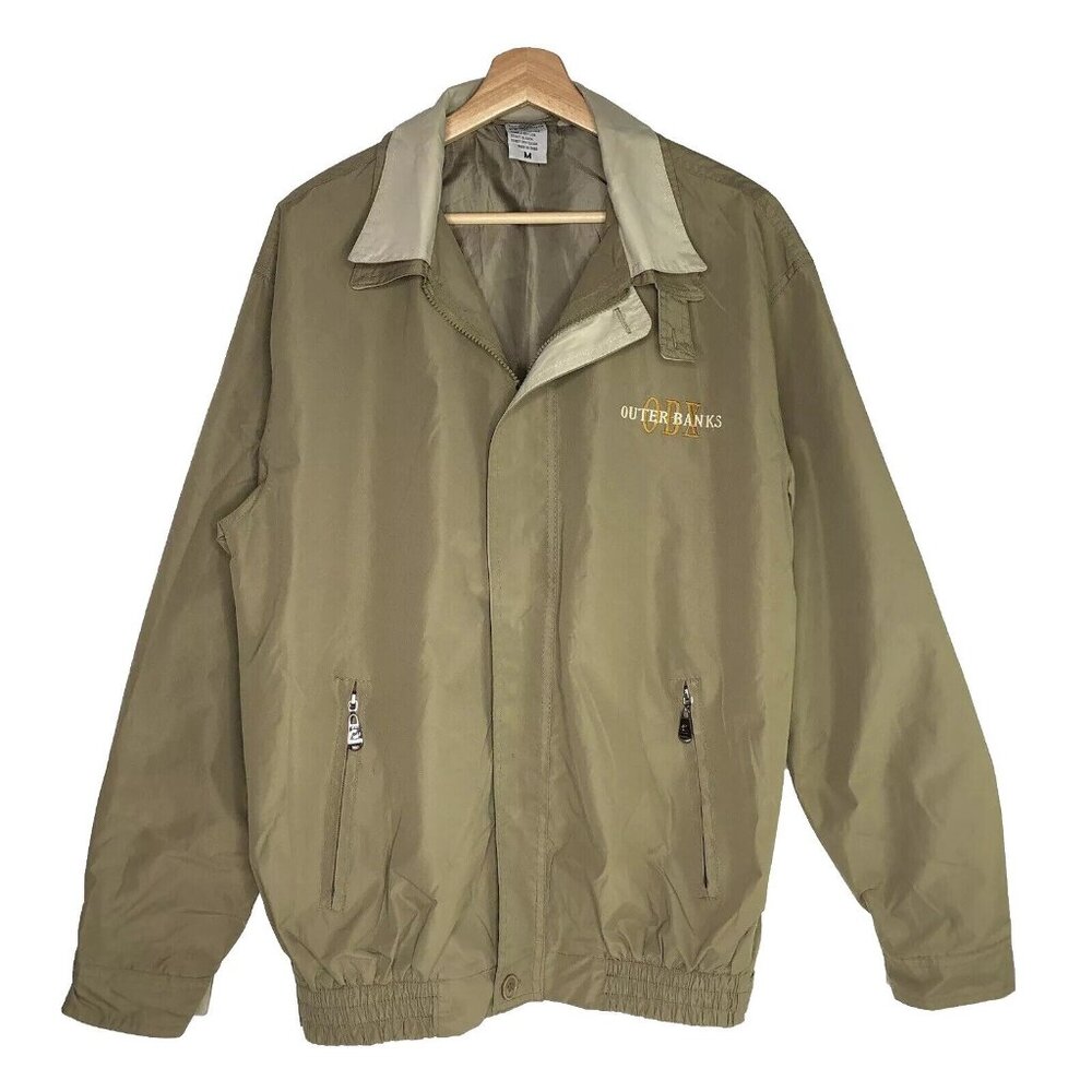 OBX Outer Banks Men Barn Coat Sz M Chore Jacket Windbreaker Army Green Full Zip